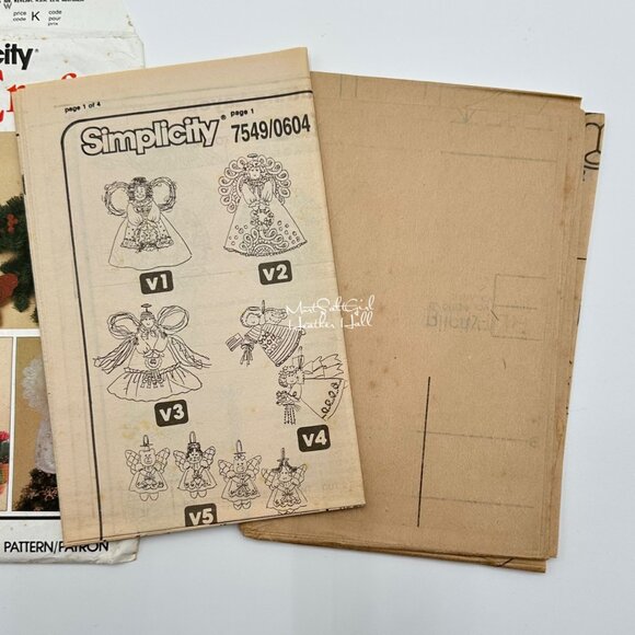 Simplicity Crafts Pattern 7549 UNCUT Angel Tree Topper & Ornaments - Picture 4 of 5